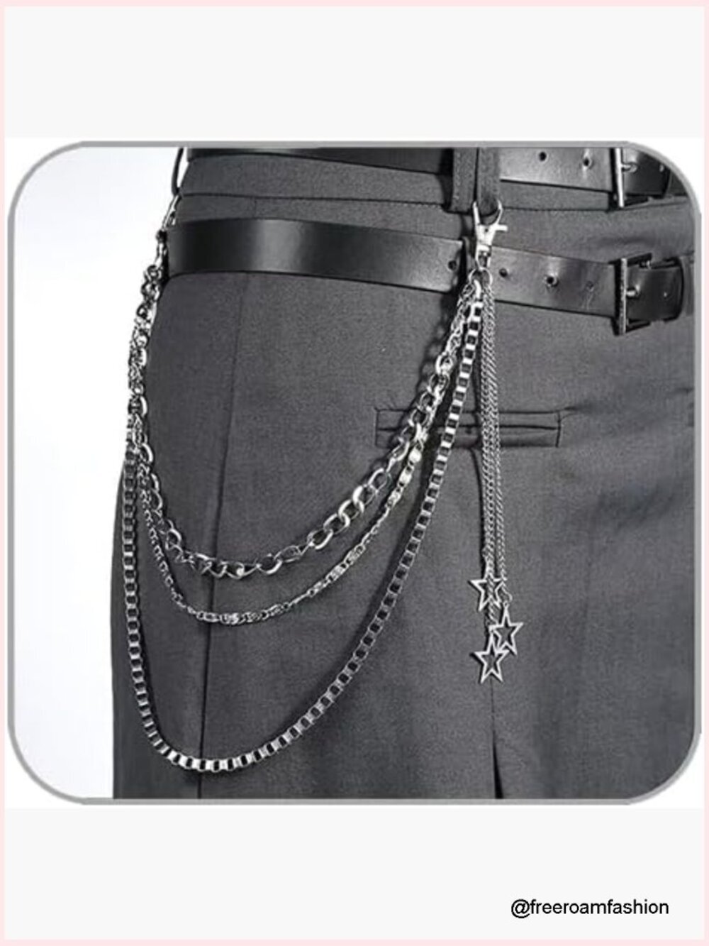 Goth Punk Chain Belt - Chunky Layered Pants Chain for Men & Women